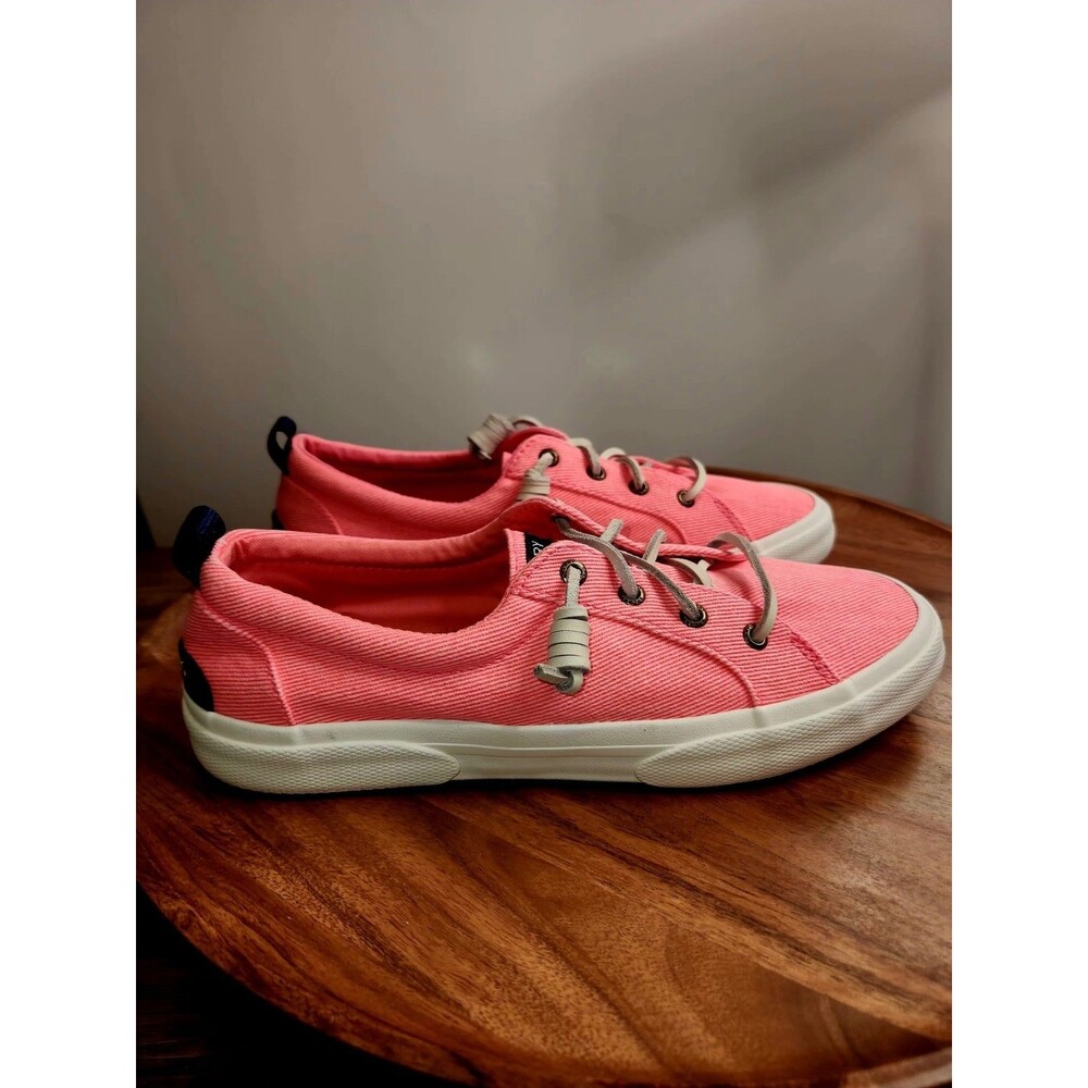 Women's Sperry Pier Wave LTT Pink slip-on canvas sneakers. US Size 8.5.